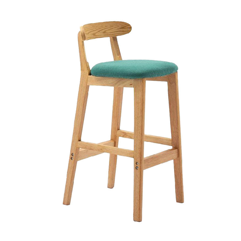 Scandinavian Upholstered Low Back Footrest Stool Matte Finish Rubberwood Barstool Mint Green 1 Piece Clearhalo 'Bar Furniture' 'Bar Stools' 'bar_stools' 'furn' 'furn_bar_stools' 'Furniture' 'furniture_bar_stools' 'Kitchen & Dining Furniture' 4807781