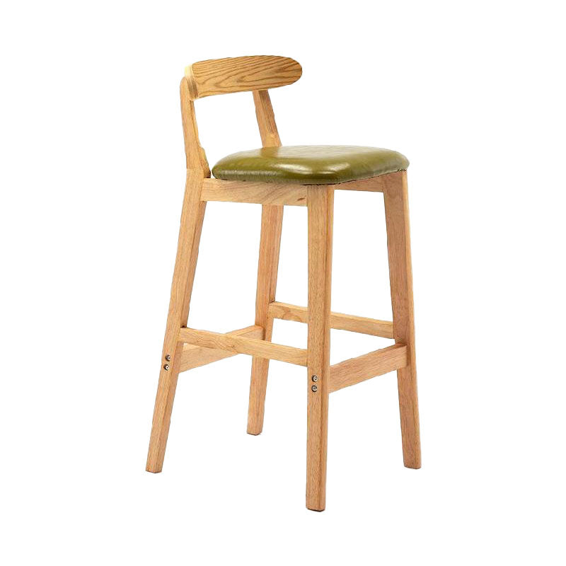 Scandinavian Upholstered Low Back Footrest Stool Matte Finish Rubberwood Barstool Green 1 Piece Clearhalo 'Bar Furniture' 'Bar Stools' 'bar_stools' 'furn' 'furn_bar_stools' 'Furniture' 'furniture_bar_stools' 'Kitchen & Dining Furniture' 4807785