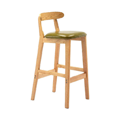 Scandinavian Upholstered Low Back Footrest Stool Matte Finish Rubberwood Barstool Green 1 Piece Clearhalo 'Bar Furniture' 'Bar Stools' 'bar_stools' 'furn' 'furn_bar_stools' 'Furniture' 'furniture_bar_stools' 'Kitchen & Dining Furniture' 4807785