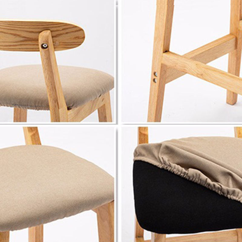 Scandinavian Upholstered Low Back Footrest Stool Matte Finish Rubberwood Barstool Clearhalo 'Bar Furniture' 'Bar Stools' 'bar_stools' 'furn' 'furn_bar_stools' 'Furniture' 'furniture_bar_stools' 'Kitchen & Dining Furniture' 4807786