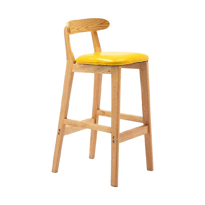 Scandinavian Upholstered Low Back Footrest Stool Matte Finish Rubberwood Barstool Yellow 1 Piece Clearhalo 'Bar Furniture' 'Bar Stools' 'bar_stools' 'furn' 'furn_bar_stools' 'Furniture' 'furniture_bar_stools' 'Kitchen & Dining Furniture' 4807788
