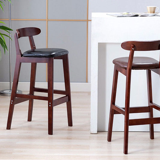 Scandinavian Upholstered Low Back Footrest Stool Matte Finish Rubberwood Barstool Clearhalo 'Bar Furniture' 'Bar Stools' 'bar_stools' 'furn' 'furn_bar_stools' 'Furniture' 'furniture_bar_stools' 'Kitchen & Dining Furniture' 4807792