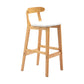 Scandinavian Upholstered Low Back Footrest Stool Matte Finish Rubberwood Barstool White 1 Piece Clearhalo 'Bar Furniture' 'Bar Stools' 'bar_stools' 'furn' 'furn_bar_stools' 'Furniture' 'furniture_bar_stools' 'Kitchen & Dining Furniture' 4807793