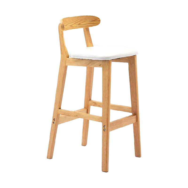 Scandinavian Upholstered Low Back Footrest Stool Matte Finish Rubberwood Barstool White 1 Piece Clearhalo 'Bar Furniture' 'Bar Stools' 'bar_stools' 'furn' 'furn_bar_stools' 'Furniture' 'furniture_bar_stools' 'Kitchen & Dining Furniture' 4807793