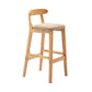 Scandinavian Upholstered Low Back Footrest Stool Matte Finish Rubberwood Barstool Khaki 1 Piece Clearhalo 'Bar Furniture' 'Bar Stools' 'bar_stools' 'furn' 'furn_bar_stools' 'Furniture' 'furniture_bar_stools' 'Kitchen & Dining Furniture' 4807794