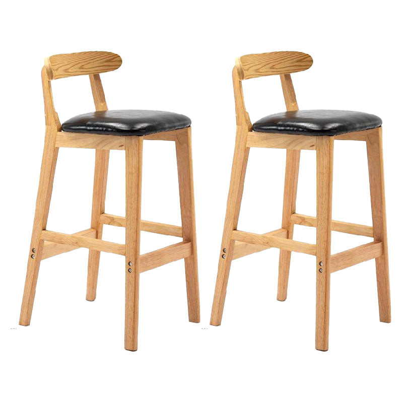 Scandinavian Upholstered Low Back Footrest Stool Matte Finish Rubberwood Barstool Black 2 Piece Set Clearhalo 'Bar Furniture' 'Bar Stools' 'bar_stools' 'furn' 'furn_bar_stools' 'Furniture' 'furniture_bar_stools' 'Kitchen & Dining Furniture' 4807795