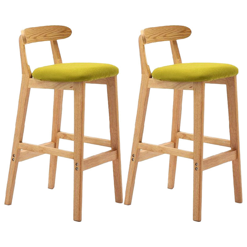 Scandinavian Upholstered Low Back Footrest Stool Matte Finish Rubberwood Barstool Light Green 2 Piece Set Clearhalo 'Bar Furniture' 'Bar Stools' 'bar_stools' 'furn' 'furn_bar_stools' 'Furniture' 'furniture_bar_stools' 'Kitchen & Dining Furniture' 4807797