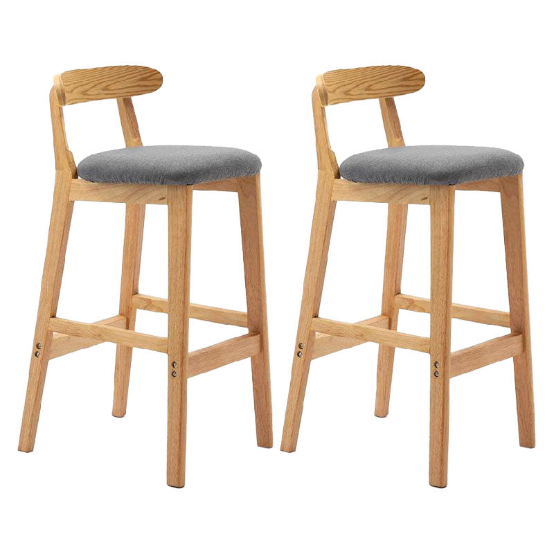 Scandinavian Upholstered Low Back Footrest Stool Matte Finish Rubberwood Barstool Smoke Gray 2 Piece Set Clearhalo 'Bar Furniture' 'Bar Stools' 'bar_stools' 'furn' 'furn_bar_stools' 'Furniture' 'furniture_bar_stools' 'Kitchen & Dining Furniture' 4807799