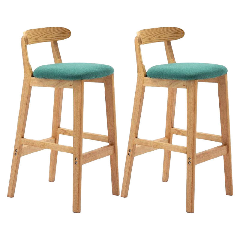 Scandinavian Upholstered Low Back Footrest Stool Matte Finish Rubberwood Barstool Mint Green 2 Piece Set Clearhalo 'Bar Furniture' 'Bar Stools' 'bar_stools' 'furn' 'furn_bar_stools' 'Furniture' 'furniture_bar_stools' 'Kitchen & Dining Furniture' 4807801
