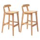 Scandinavian Upholstered Low Back Footrest Stool Matte Finish Rubberwood Barstool Wood 2 Piece Set Clearhalo 'Bar Furniture' 'Bar Stools' 'bar_stools' 'furn' 'furn_bar_stools' 'Furniture' 'furniture_bar_stools' 'Kitchen & Dining Furniture' 4807804