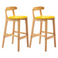 Scandinavian Upholstered Low Back Footrest Stool Matte Finish Rubberwood Barstool Yellow 2 Piece Set Clearhalo 'Bar Furniture' 'Bar Stools' 'bar_stools' 'furn' 'furn_bar_stools' 'Furniture' 'furniture_bar_stools' 'Kitchen & Dining Furniture' 4807805