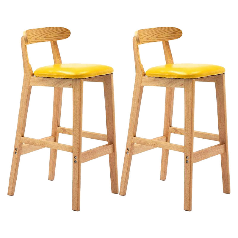Scandinavian Upholstered Low Back Footrest Stool Matte Finish Rubberwood Barstool Yellow 2 Piece Set Clearhalo 'Bar Furniture' 'Bar Stools' 'bar_stools' 'furn' 'furn_bar_stools' 'Furniture' 'furniture_bar_stools' 'Kitchen & Dining Furniture' 4807805