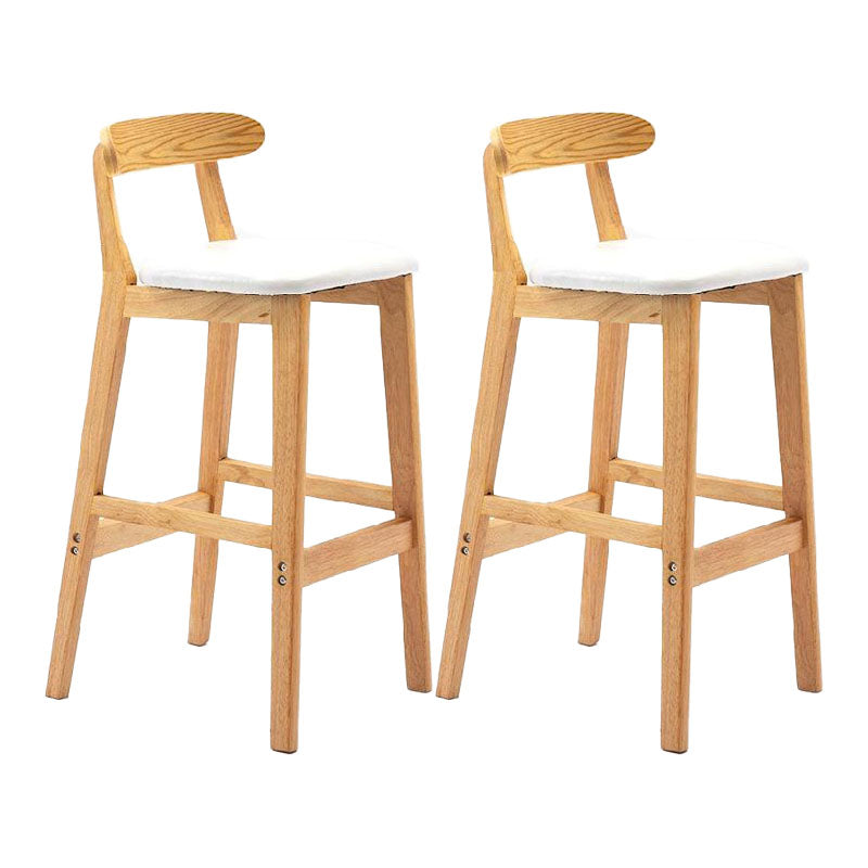 Scandinavian Upholstered Low Back Footrest Stool Matte Finish Rubberwood Barstool White 2 Piece Set Clearhalo 'Bar Furniture' 'Bar Stools' 'bar_stools' 'furn' 'furn_bar_stools' 'Furniture' 'furniture_bar_stools' 'Kitchen & Dining Furniture' 4807807