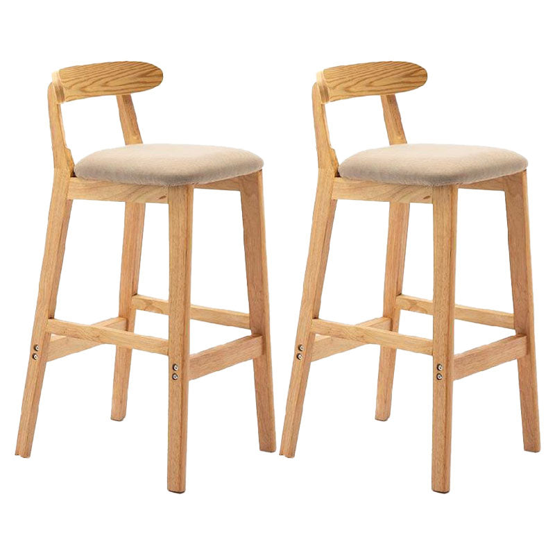 Scandinavian Upholstered Low Back Footrest Stool Matte Finish Rubberwood Barstool Khaki 2 Piece Set Clearhalo 'Bar Furniture' 'Bar Stools' 'bar_stools' 'furn' 'furn_bar_stools' 'Furniture' 'furniture_bar_stools' 'Kitchen & Dining Furniture' 4807808