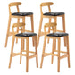 Scandinavian Upholstered Low Back Footrest Stool Matte Finish Rubberwood Barstool Black 4 Piece Set Clearhalo 'Bar Furniture' 'Bar Stools' 'bar_stools' 'furn' 'furn_bar_stools' 'Furniture' 'furniture_bar_stools' 'Kitchen & Dining Furniture' 4807809