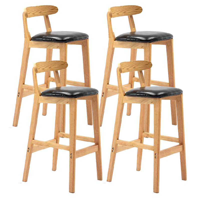 Scandinavian Upholstered Low Back Footrest Stool Matte Finish Rubberwood Barstool Black 4 Piece Set Clearhalo 'Bar Furniture' 'Bar Stools' 'bar_stools' 'furn' 'furn_bar_stools' 'Furniture' 'furniture_bar_stools' 'Kitchen & Dining Furniture' 4807809