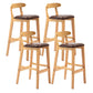 Scandinavian Upholstered Low Back Footrest Stool Matte Finish Rubberwood Barstool Brown 4 Piece Set Clearhalo 'Bar Furniture' 'Bar Stools' 'bar_stools' 'furn' 'furn_bar_stools' 'Furniture' 'furniture_bar_stools' 'Kitchen & Dining Furniture' 4807810