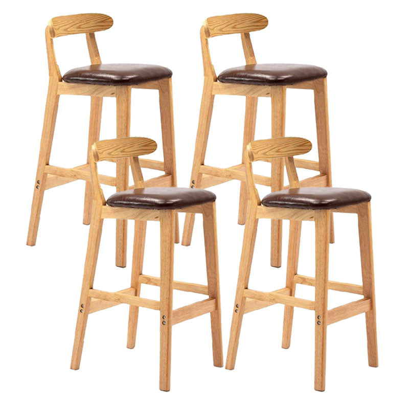 Scandinavian Upholstered Low Back Footrest Stool Matte Finish Rubberwood Barstool Brown 4 Piece Set Clearhalo 'Bar Furniture' 'Bar Stools' 'bar_stools' 'furn' 'furn_bar_stools' 'Furniture' 'furniture_bar_stools' 'Kitchen & Dining Furniture' 4807810