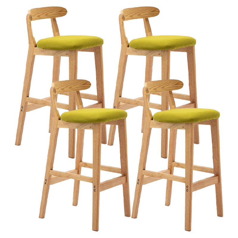 Scandinavian Upholstered Low Back Footrest Stool Matte Finish Rubberwood Barstool Light Green 4 Piece Set Clearhalo 'Bar Furniture' 'Bar Stools' 'bar_stools' 'furn' 'furn_bar_stools' 'Furniture' 'furniture_bar_stools' 'Kitchen & Dining Furniture' 4807811