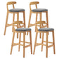 Scandinavian Upholstered Low Back Footrest Stool Matte Finish Rubberwood Barstool Smoke Gray 4 Piece Set Clearhalo 'Bar Furniture' 'Bar Stools' 'bar_stools' 'furn' 'furn_bar_stools' 'Furniture' 'furniture_bar_stools' 'Kitchen & Dining Furniture' 4807813