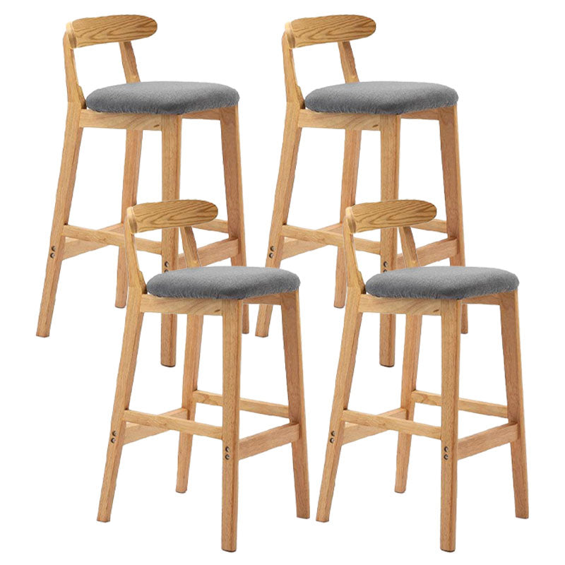 Scandinavian Upholstered Low Back Footrest Stool Matte Finish Rubberwood Barstool Smoke Gray 4 Piece Set Clearhalo 'Bar Furniture' 'Bar Stools' 'bar_stools' 'furn' 'furn_bar_stools' 'Furniture' 'furniture_bar_stools' 'Kitchen & Dining Furniture' 4807813