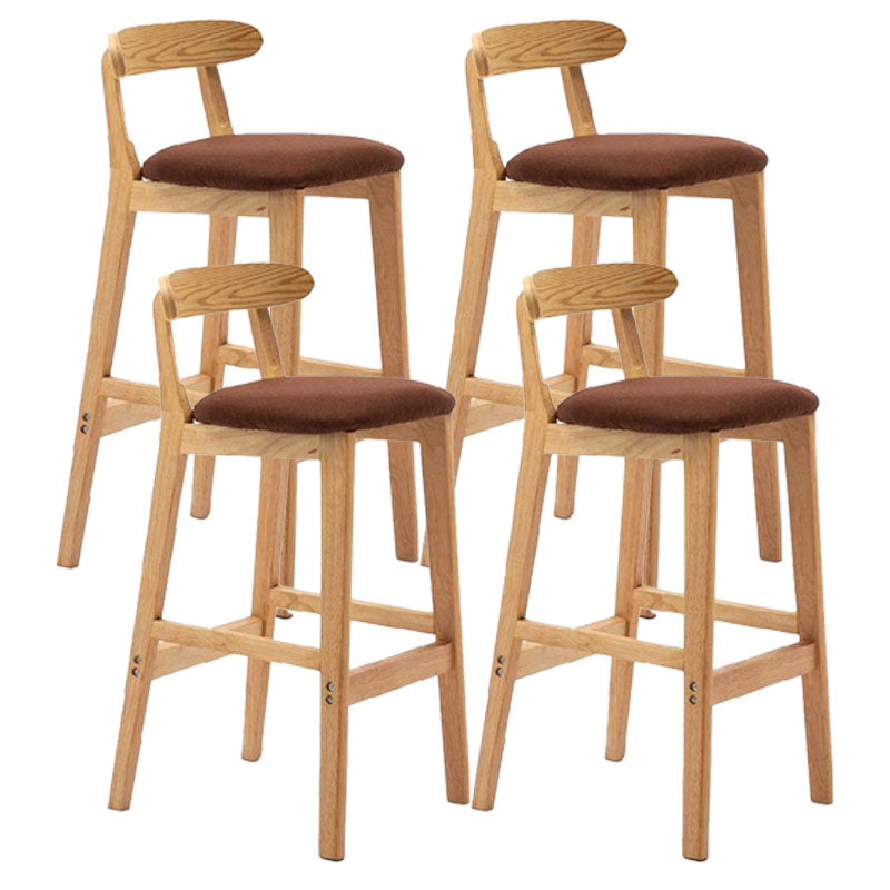 Scandinavian Upholstered Low Back Footrest Stool Matte Finish Rubberwood Barstool Coffee 4 Piece Set Clearhalo 'Bar Furniture' 'Bar Stools' 'bar_stools' 'furn' 'furn_bar_stools' 'Furniture' 'furniture_bar_stools' 'Kitchen & Dining Furniture' 4807814