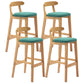 Scandinavian Upholstered Low Back Footrest Stool Matte Finish Rubberwood Barstool Mint Green 4 Piece Set Clearhalo 'Bar Furniture' 'Bar Stools' 'bar_stools' 'furn' 'furn_bar_stools' 'Furniture' 'furniture_bar_stools' 'Kitchen & Dining Furniture' 4807815