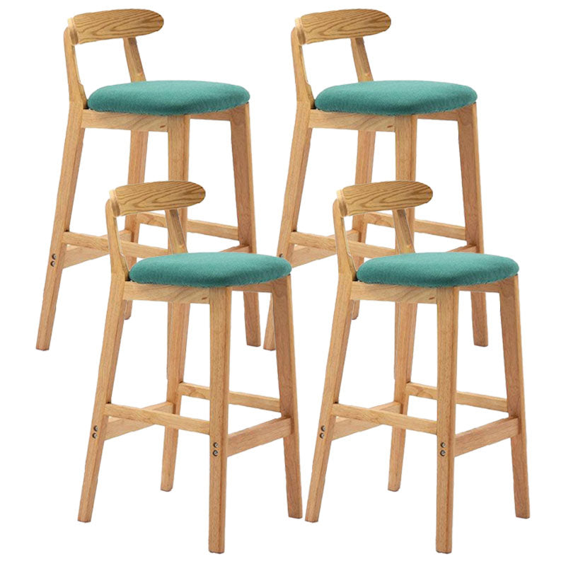 Scandinavian Upholstered Low Back Footrest Stool Matte Finish Rubberwood Barstool Mint Green 4 Piece Set Clearhalo 'Bar Furniture' 'Bar Stools' 'bar_stools' 'furn' 'furn_bar_stools' 'Furniture' 'furniture_bar_stools' 'Kitchen & Dining Furniture' 4807815