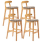 Scandinavian Upholstered Low Back Footrest Stool Matte Finish Rubberwood Barstool Grey 4 Piece Set Clearhalo 'Bar Furniture' 'Bar Stools' 'bar_stools' 'furn' 'furn_bar_stools' 'Furniture' 'furniture_bar_stools' 'Kitchen & Dining Furniture' 4807816