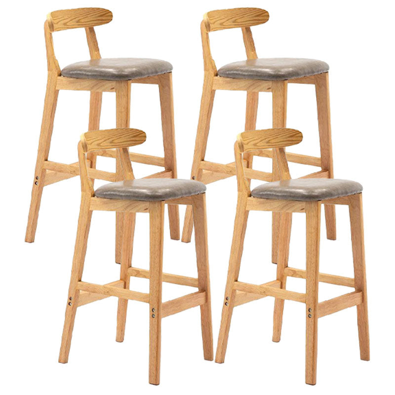 Scandinavian Upholstered Low Back Footrest Stool Matte Finish Rubberwood Barstool Grey 4 Piece Set Clearhalo 'Bar Furniture' 'Bar Stools' 'bar_stools' 'furn' 'furn_bar_stools' 'Furniture' 'furniture_bar_stools' 'Kitchen & Dining Furniture' 4807816