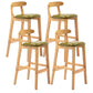 Scandinavian Upholstered Low Back Footrest Stool Matte Finish Rubberwood Barstool Green 4 Piece Set Clearhalo 'Bar Furniture' 'Bar Stools' 'bar_stools' 'furn' 'furn_bar_stools' 'Furniture' 'furniture_bar_stools' 'Kitchen & Dining Furniture' 4807817