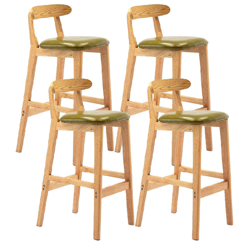 Scandinavian Upholstered Low Back Footrest Stool Matte Finish Rubberwood Barstool Green 4 Piece Set Clearhalo 'Bar Furniture' 'Bar Stools' 'bar_stools' 'furn' 'furn_bar_stools' 'Furniture' 'furniture_bar_stools' 'Kitchen & Dining Furniture' 4807817