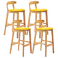 Scandinavian Upholstered Low Back Footrest Stool Matte Finish Rubberwood Barstool Yellow 4 Piece Set Clearhalo 'Bar Furniture' 'Bar Stools' 'bar_stools' 'furn' 'furn_bar_stools' 'Furniture' 'furniture_bar_stools' 'Kitchen & Dining Furniture' 4807819