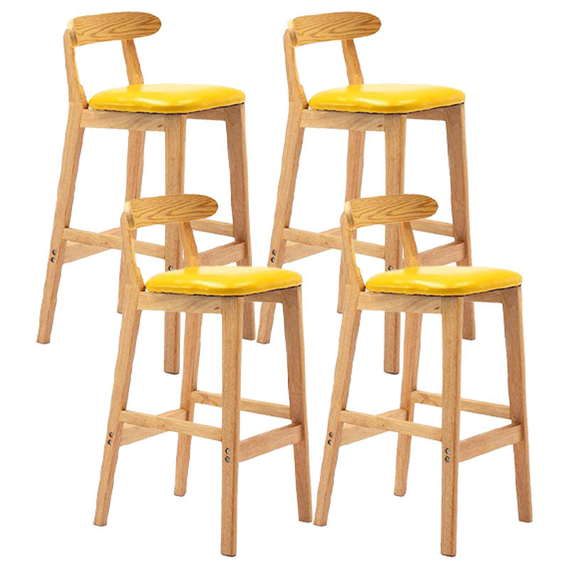 Scandinavian Upholstered Low Back Footrest Stool Matte Finish Rubberwood Barstool Yellow 4 Piece Set Clearhalo 'Bar Furniture' 'Bar Stools' 'bar_stools' 'furn' 'furn_bar_stools' 'Furniture' 'furniture_bar_stools' 'Kitchen & Dining Furniture' 4807819