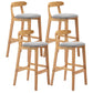 Scandinavian Upholstered Low Back Footrest Stool Matte Finish Rubberwood Barstool Light Gray 4 Piece Set Clearhalo 'Bar Furniture' 'Bar Stools' 'bar_stools' 'furn' 'furn_bar_stools' 'Furniture' 'furniture_bar_stools' 'Kitchen & Dining Furniture' 4807820