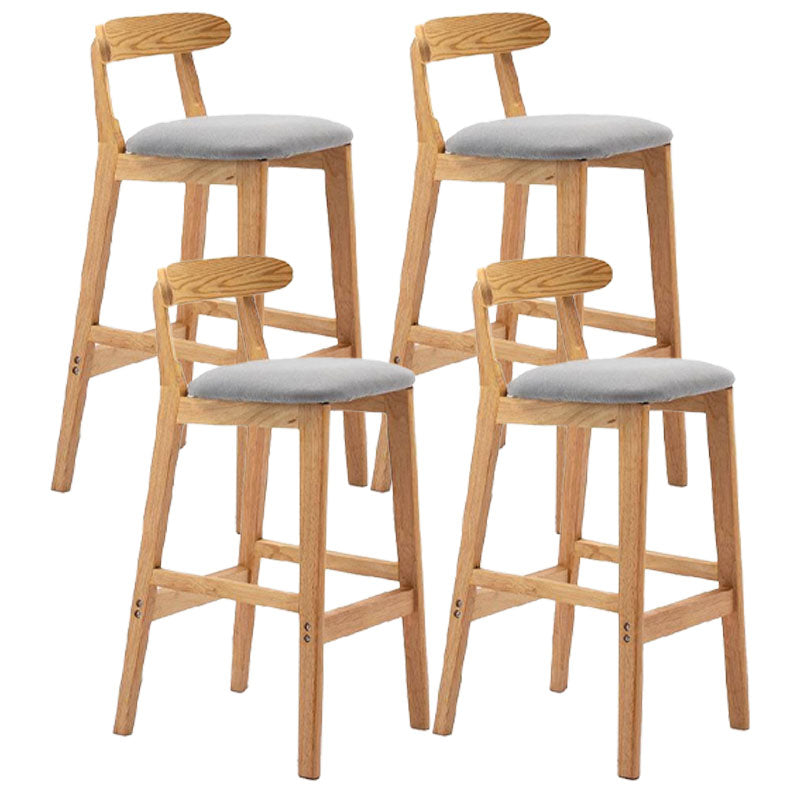 Scandinavian Upholstered Low Back Footrest Stool Matte Finish Rubberwood Barstool Light Gray 4 Piece Set Clearhalo 'Bar Furniture' 'Bar Stools' 'bar_stools' 'furn' 'furn_bar_stools' 'Furniture' 'furniture_bar_stools' 'Kitchen & Dining Furniture' 4807820