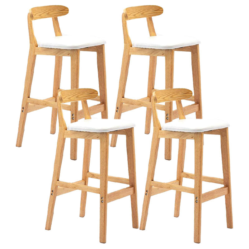 Scandinavian Upholstered Low Back Footrest Stool Matte Finish Rubberwood Barstool White 4 Piece Set Clearhalo 'Bar Furniture' 'Bar Stools' 'bar_stools' 'furn' 'furn_bar_stools' 'Furniture' 'furniture_bar_stools' 'Kitchen & Dining Furniture' 4807821