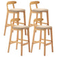 Scandinavian Upholstered Low Back Footrest Stool Matte Finish Rubberwood Barstool Khaki 4 Piece Set Clearhalo 'Bar Furniture' 'Bar Stools' 'bar_stools' 'furn' 'furn_bar_stools' 'Furniture' 'furniture_bar_stools' 'Kitchen & Dining Furniture' 4807822