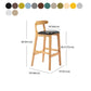 Scandinavian Upholstered Low Back Footrest Stool Matte Finish Rubberwood Barstool Clearhalo 'Bar Furniture' 'Bar Stools' 'bar_stools' 'furn' 'furn_bar_stools' 'Furniture' 'furniture_bar_stools' 'Kitchen & Dining Furniture' 4807823