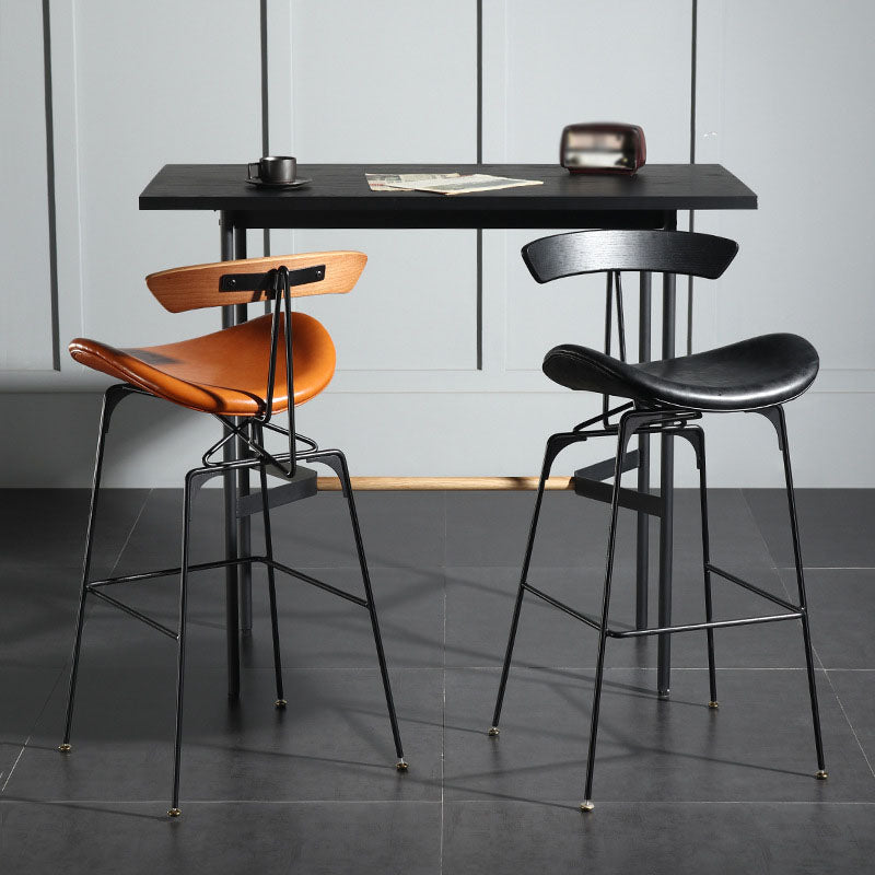 Industrial Footrest Low Back Barstool Matte Finish Leather Milk Tea Shop Stool Clearhalo 'Bar Furniture' 'Bar Stools' 'bar_stools' 'furn' 'furn_bar_stools' 'Furniture' 'furniture_bar_stools' 'Kitchen & Dining Furniture' 4807824