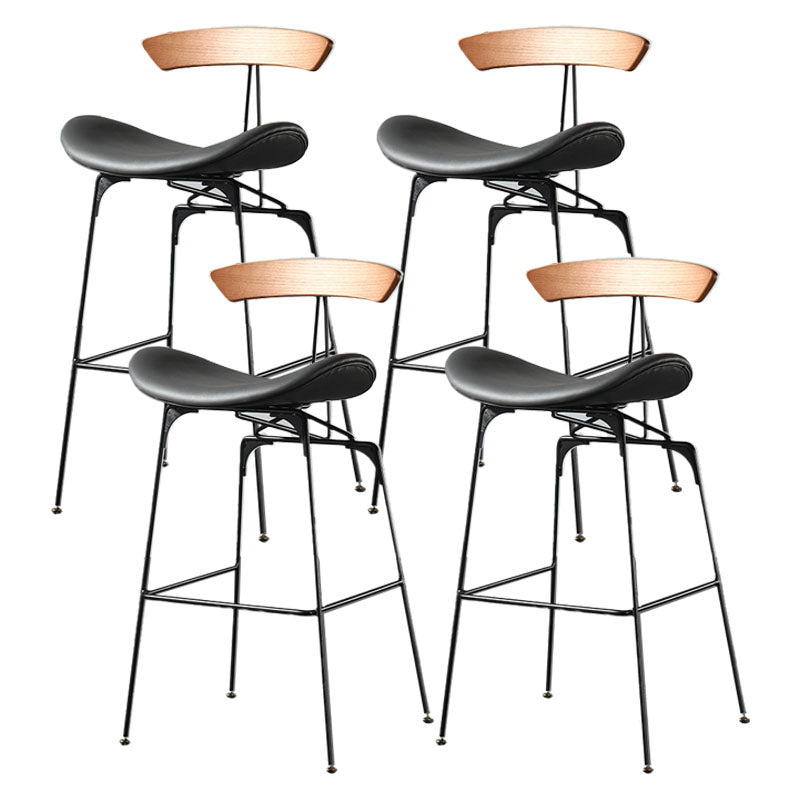 Industrial Footrest Low Back Barstool Matte Finish Leather Milk Tea Shop Stool Light Brown Gray 4 Piece Set Clearhalo 'Bar Furniture' 'Bar Stools' 'bar_stools' 'furn' 'furn_bar_stools' 'Furniture' 'furniture_bar_stools' 'Kitchen & Dining Furniture' 4807827