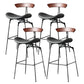 Industrial Footrest Low Back Barstool Matte Finish Leather Milk Tea Shop Stool Dark Brown Gray 4 Piece Set Clearhalo 'Bar Furniture' 'Bar Stools' 'bar_stools' 'furn' 'furn_bar_stools' 'Furniture' 'furniture_bar_stools' 'Kitchen & Dining Furniture' 4807828