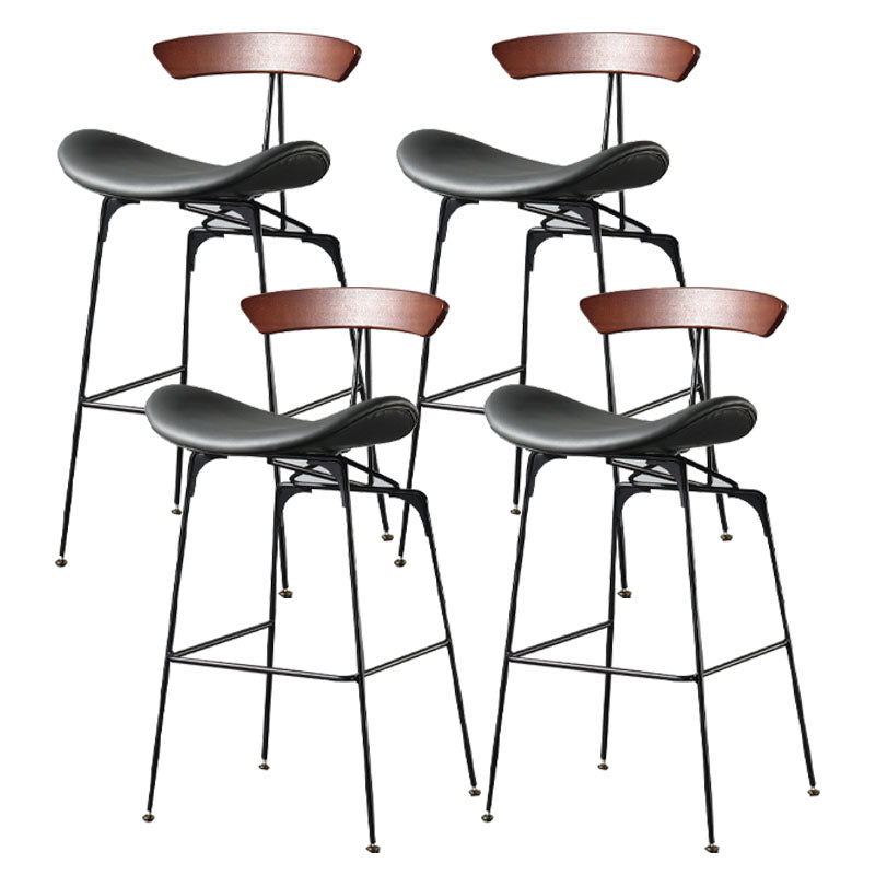 Industrial Footrest Low Back Barstool Matte Finish Leather Milk Tea Shop Stool Dark Brown Gray 4 Piece Set Clearhalo 'Bar Furniture' 'Bar Stools' 'bar_stools' 'furn' 'furn_bar_stools' 'Furniture' 'furniture_bar_stools' 'Kitchen & Dining Furniture' 4807828
