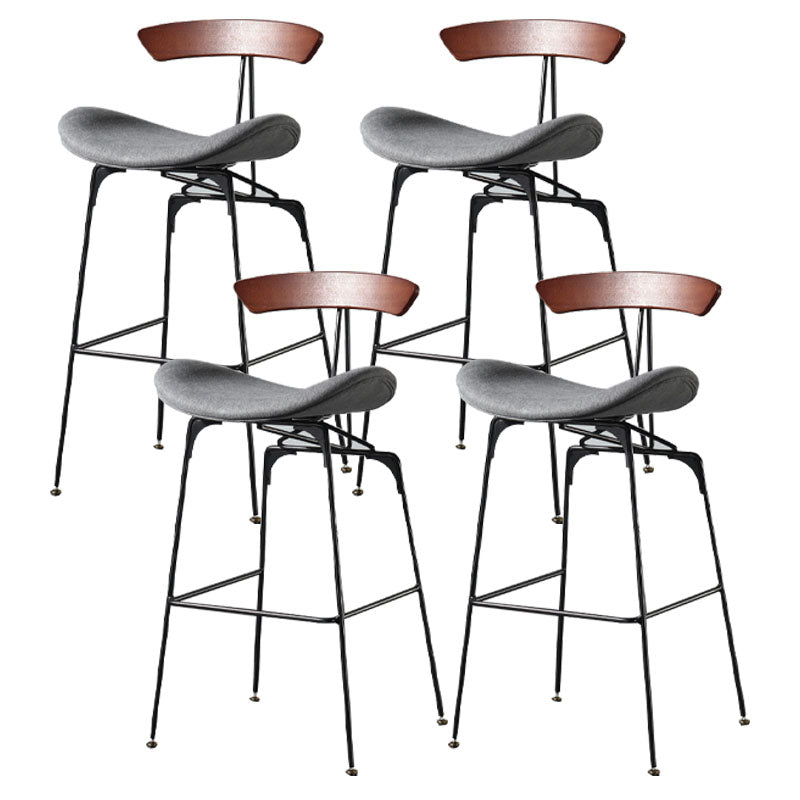 Industrial Footrest Low Back Barstool Matte Finish Leather Milk Tea Shop Stool Dark Brown Light Grey 4 Piece Set Clearhalo 'Bar Furniture' 'Bar Stools' 'bar_stools' 'furn' 'furn_bar_stools' 'Furniture' 'furniture_bar_stools' 'Kitchen & Dining Furniture' 4807830