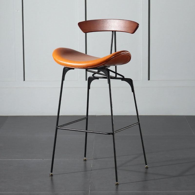 Industrial Footrest Low Back Barstool Matte Finish Leather Milk Tea Shop Stool Clearhalo 'Bar Furniture' 'Bar Stools' 'bar_stools' 'furn' 'furn_bar_stools' 'Furniture' 'furniture_bar_stools' 'Kitchen & Dining Furniture' 4807831