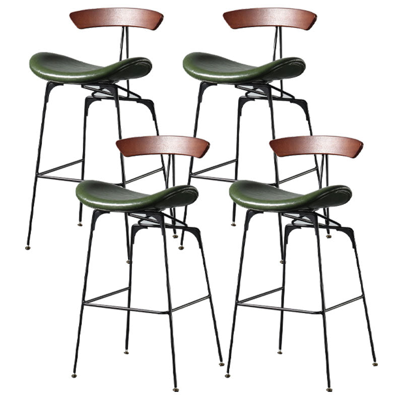 Industrial Footrest Low Back Barstool Matte Finish Leather Milk Tea Shop Stool Dark Brown Green 4 Piece Set Clearhalo 'Bar Furniture' 'Bar Stools' 'bar_stools' 'furn' 'furn_bar_stools' 'Furniture' 'furniture_bar_stools' 'Kitchen & Dining Furniture' 4807833