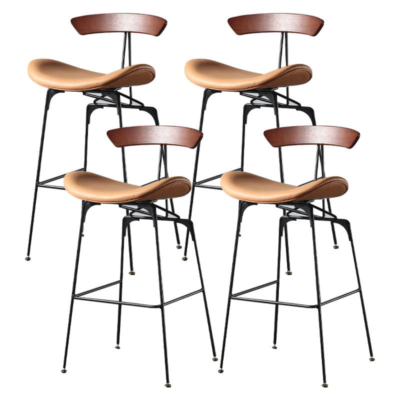 Industrial Footrest Low Back Barstool Matte Finish Leather Milk Tea Shop Stool Dark Brown Brown 4 Piece Set Clearhalo 'Bar Furniture' 'Bar Stools' 'bar_stools' 'furn' 'furn_bar_stools' 'Furniture' 'furniture_bar_stools' 'Kitchen & Dining Furniture' 4807837