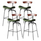 Industrial Footrest Low Back Barstool Matte Finish Leather Milk Tea Shop Stool Dark Brown Dark Green 4 Piece Set Clearhalo 'Bar Furniture' 'Bar Stools' 'bar_stools' 'furn' 'furn_bar_stools' 'Furniture' 'furniture_bar_stools' 'Kitchen & Dining Furniture' 4807841