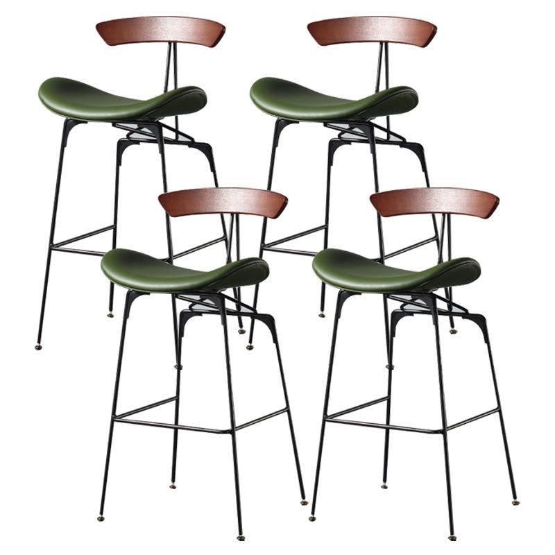 Industrial Footrest Low Back Barstool Matte Finish Leather Milk Tea Shop Stool Dark Brown Dark Green 4 Piece Set Clearhalo 'Bar Furniture' 'Bar Stools' 'bar_stools' 'furn' 'furn_bar_stools' 'Furniture' 'furniture_bar_stools' 'Kitchen & Dining Furniture' 4807841