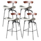Industrial Footrest Low Back Barstool Matte Finish Leather Milk Tea Shop Stool Dark Brown Beige 4 Piece Set Clearhalo 'Bar Furniture' 'Bar Stools' 'bar_stools' 'furn' 'furn_bar_stools' 'Furniture' 'furniture_bar_stools' 'Kitchen & Dining Furniture' 4807843
